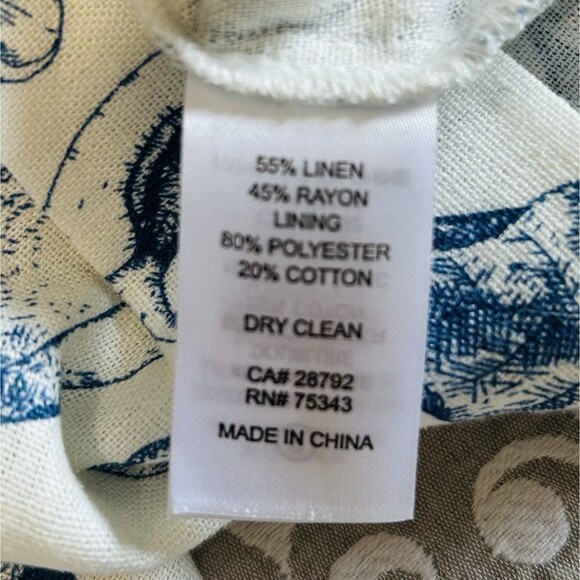 Christian Lacroix Romper Women M WhiteBlue Floral Fruit Linen Vacay Cruise Comfy - Picture 4 of 16